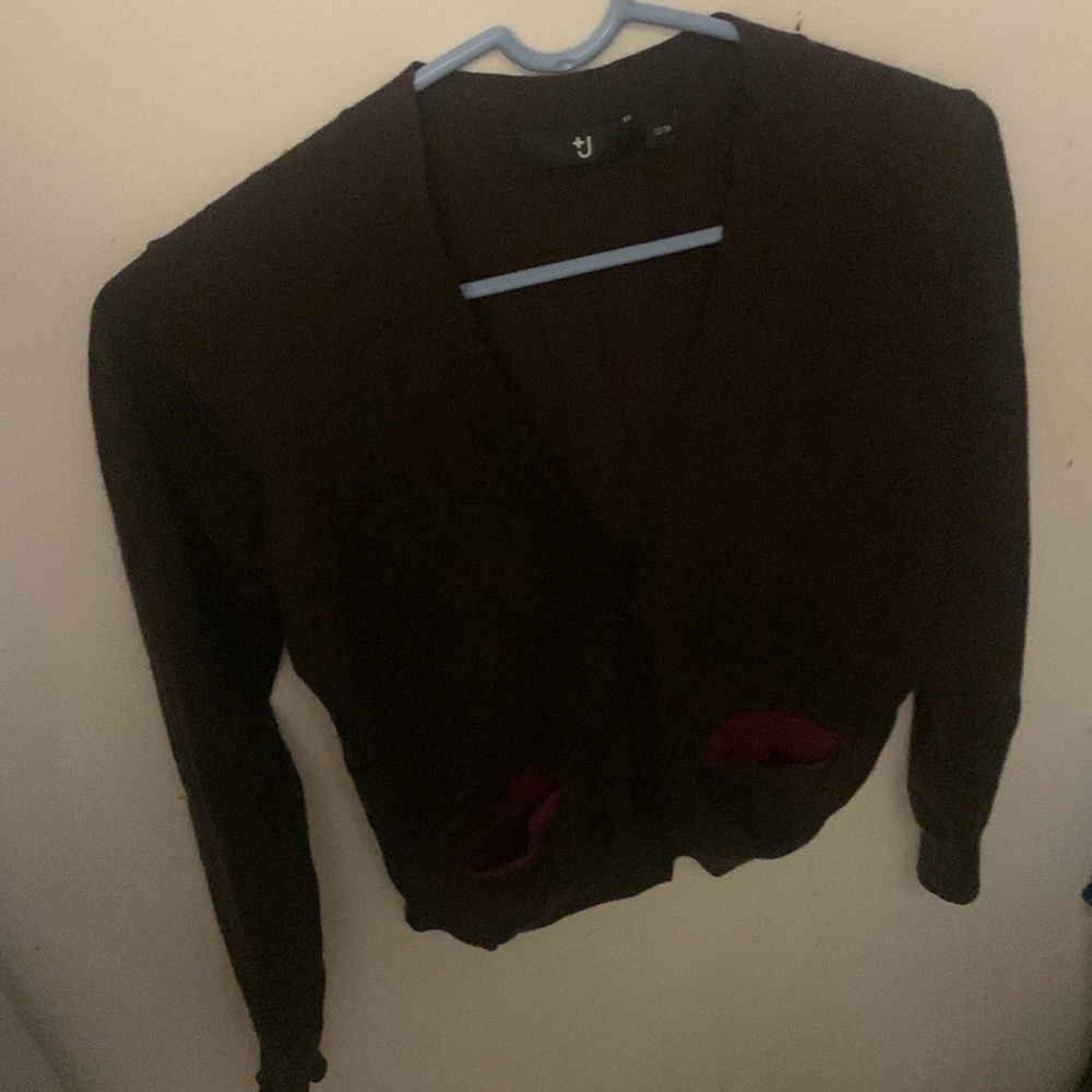 Beautiful Uniqlo Dark Purple Half Button Wool Cardigan w/ Pink Accents SZ XS 😍